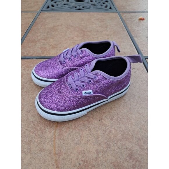 VANS Other - Vans Off The Wall Toddler Girls Sz 7.5 Glitter PurpleSlip On Casual Sneaker Shoe